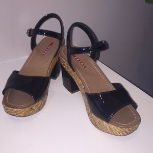 Authentic Prada - Black & Woven Sandals